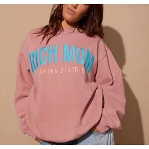 Rich Mom Gear Sweatshirt S Crewneck Marina District Pink Pullover Sweater
